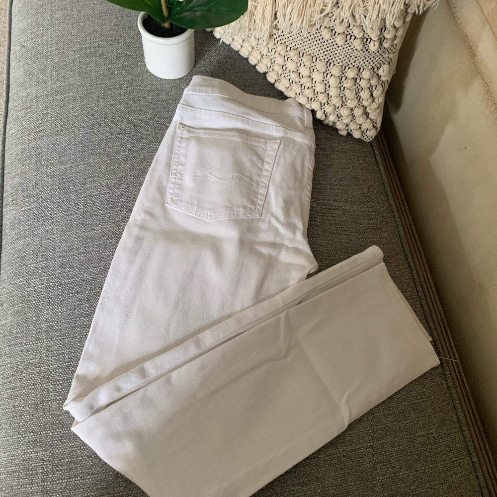 7 for all mankind white straight leg jeans